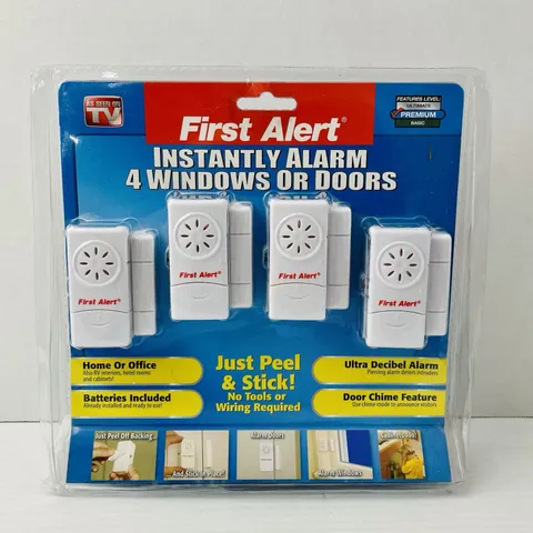 4 Pack First Alert Premium Window/Door Alarm Systems Peel & Stick