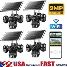 4K 9MP Solar Battery Powered Wireless Security Camera System WiFi Outdoor Home