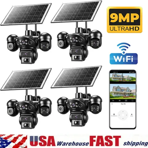 4K 9MP Solar Battery Powered Wireless Security Camera System WiFi Outdoor Home