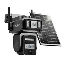 SecKun AJ19 Outdoor Solar Wireless Home Security Camera, 2.4GHz WiFi, Dual Le...