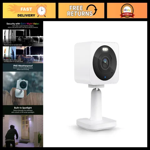 1080p Wi-Fi Smart Home Security Camera, Indoor/Outdoor, Color Night Vision, Moti