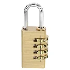 Brass Combination Lock 3.15", 4 Digit Resettable Combination Padlock Yellow