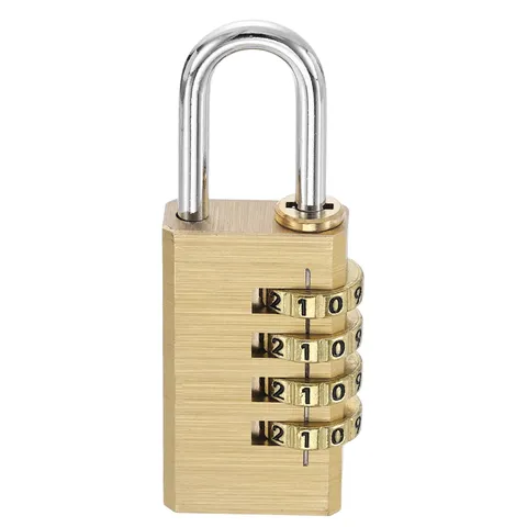 Brass Combination Lock 3.15", 4 Digit Resettable Combination Padlock Yellow
