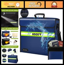 Fireproof Money Bag with Lock - 6500°F Safe Document Box, Waterproof & Insulated