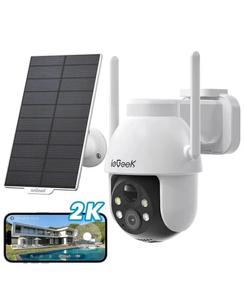 2k Outdoor Wireless Solar Security Camera Home WiFi PTZ Battery CCTV System