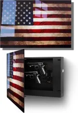 Biometric Hidden Gun Safe fits 2 pistols,Quick Access Hidden Gun Storage with Mo