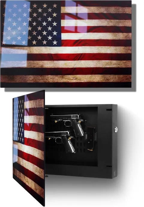 Biometric Hidden Gun Safe fits 2 pistols,Quick Access Hidden Gun Storage with Mo