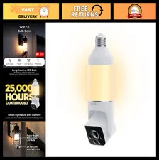 2K HD Smart Light Bulb Security Camera, WiFi Enabled, E26 Socket, Home Surveilla
