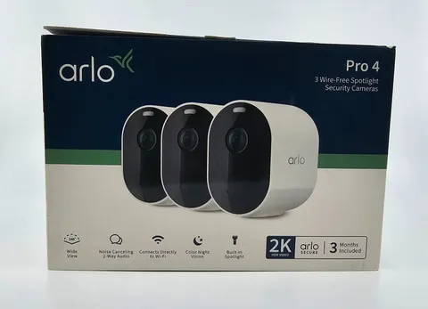 Arlo Pro 4 Spotlight Camera VMC4350P 3 Pack Wide Angle Night Vision - White