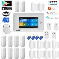 V54 Tuya APP Alexa IP WiFi+4G Wireless Touch Keypad Home Security Alarm System