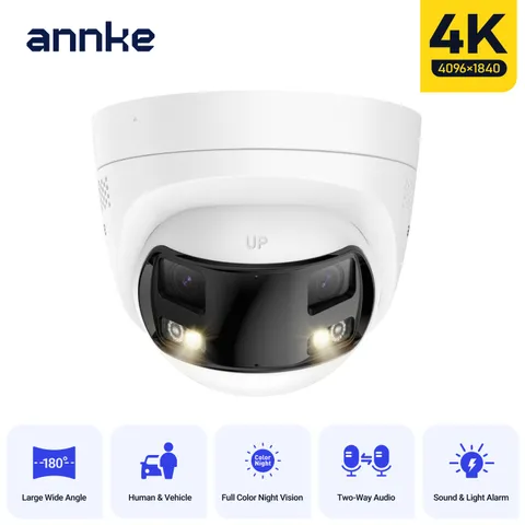 ANNKE 4K Dual Lens 180° View AI Color Night PoE Security IP Camera Two-Way Audio