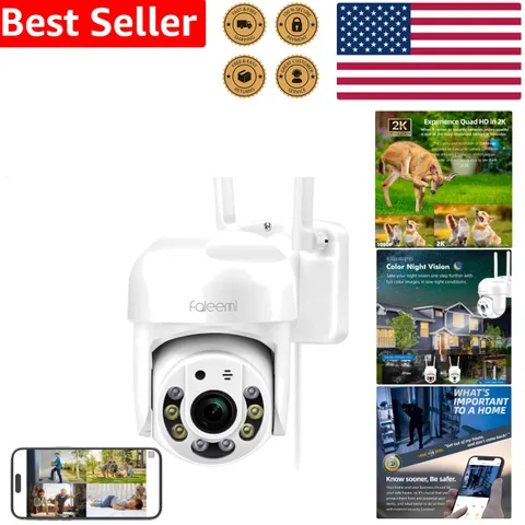 2K WiFi PTZ Security Camera Outdoor Indoor Color Night Vision AI Track Audio ...