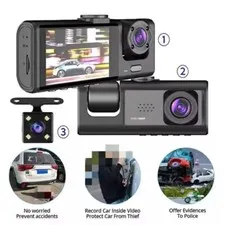 Mejor Camara De Seguridad FHD 1080P Para Carros De 360° Cámara De 3 Canales
