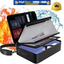 Large Fireproof & Waterproof Document Box with Smart Storage Solutions - 15"x11"