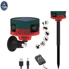 Solar Outdoor Motion Sensor Alarm 13 Sounds 130dB Loud Noise Maker Strobe Light