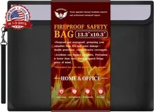 Fireproof Money Bag for Cash 13.3"x10.3", Fireproof Document Bag & Passport Hold