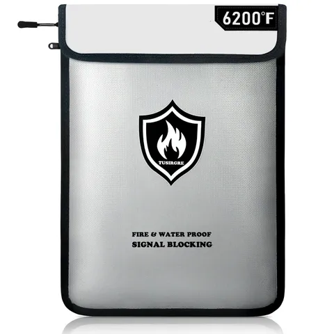 6200°F Upgraded Fireproof Document Bag, 15.7 x 11.4 Faraday Bag, Fireproof Mo...