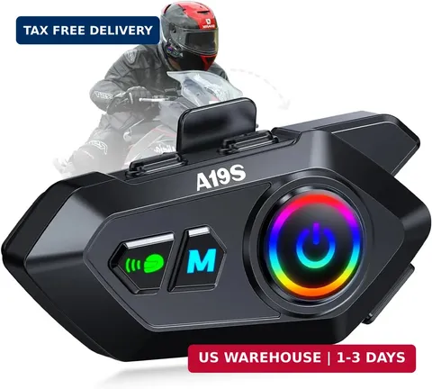 Motorcycle Helmet Bluetooth Headset, Bluetooth 5.4 Intercom for 2 Riders up to 1
