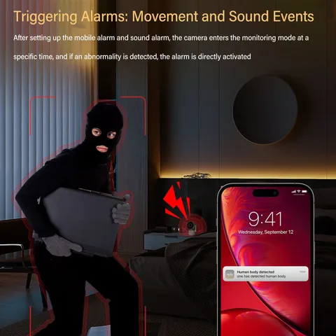 WiFi Security Camera 360 Degree Rotation Triggering Alarm Smart Home