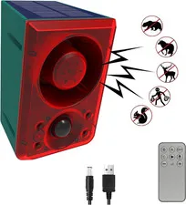 Solar Motion Sensor Alarm Outdoor - Dog Barking & Gunshot Sound, Support Recordi