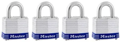 Keyed-Alike Laminated Padlocks, 4-Pack, 1-1/2 In. - 3008D