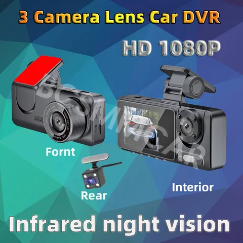 2in Full HD 1080P Dash Cam Car DVR 3-Channel Recorder Video Camera Night Vision