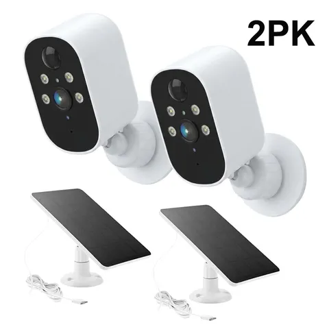 2PK Wireless Battery Camera 3MP WiFi Solar Powered Camera Audio IP Night Vision