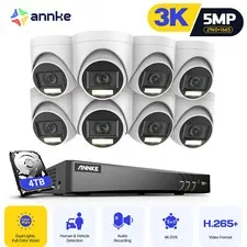 ANNKE 8CH 4K DVR 5MP AI Security Camera System Color Night Audio Recording IP67