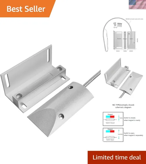 Magnetic Switch Alarm Sensor Overhead Garage Door Contacts with L Bracket