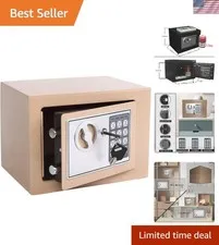 Secure Mini Steel Safe Box with Keypad, 0.23 Cu Ft - Ideal for Home & Office