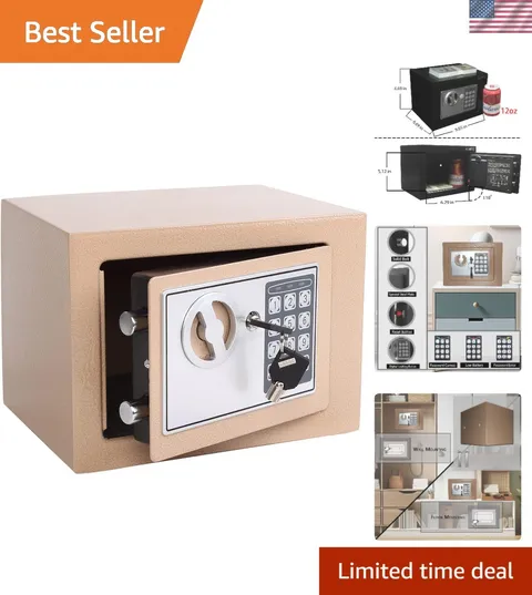 Secure Mini Steel Safe Box with Keypad, 0.23 Cu Ft - Ideal for Home & Office