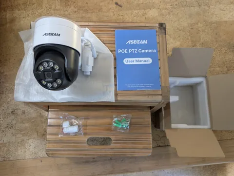 ASECAM 8MP 4K PoE PTZ IP Camera XM Outdoor Wall Mount Open Box Power-On Tested