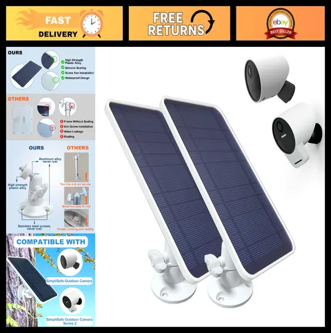 Solar Panel for Outdoor Security Camera, 13FT Weatherproof Cable, Adjustable Mou