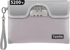5200°F Fireproof Money Bag with Lock, Water Fireproof Document Bag with Zipper,