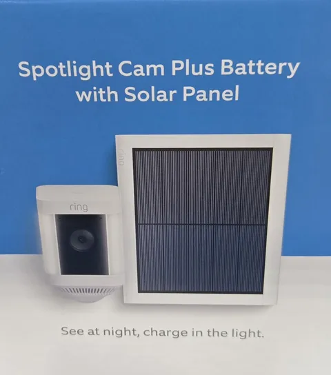 Ring Spotlight/Security 📷 Cam & Wireless 🛜 Solar Panel Bundle in White. 