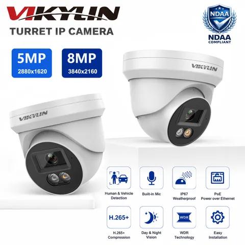 VIKYLIN 5MP 8MP PoE Security IP Camera Dual Light Color Motion Detection Outdoor