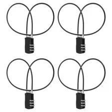 4 Pcs 3 Digit Luggage Cable Combination Lock with 20" Long Cable, Black