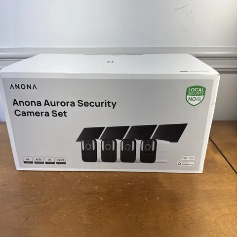 ANONA Anona Aurora 4K AI Solar Wi-Fi Security Cameras 4-Pack 32GB Alexa Google