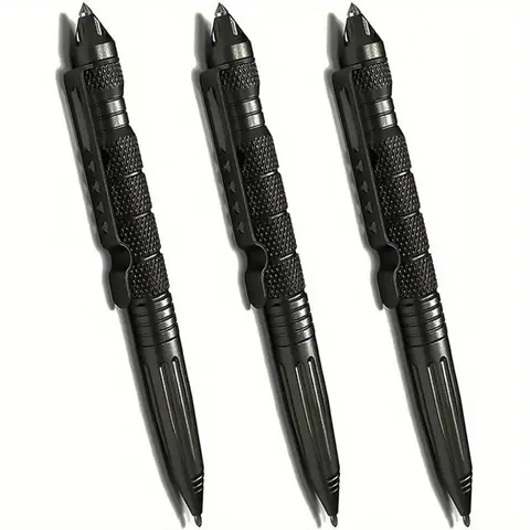 3PCS Tactical Pen Aluminum Self Defense Glass Breaker Pen Writing Black EDC