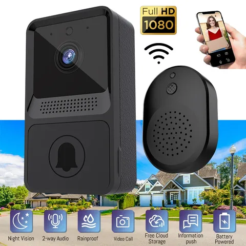 1080P Video Doorbell Camera, Infrared Night Vision, Two-Way Audio, Remote View