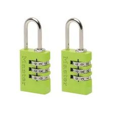 Master Lock Aluminium 3-Digit Combination 20mm Padlock Colour x 2 MLK7620TCOL