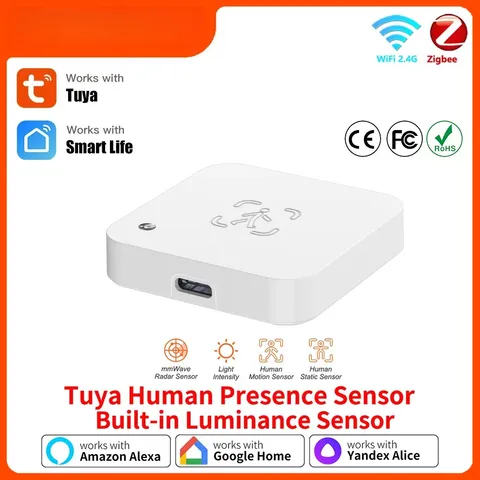 Tuya Zigbee or WiFi Human Presence Sensor MmWave Detector With Luminance Sensor