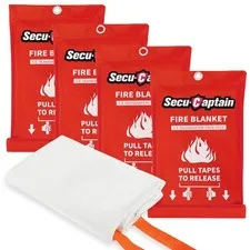 SecuCaptain Emergency Fire Blanket for Home and Kitchen - 4 Pack 40"x40" Flam...