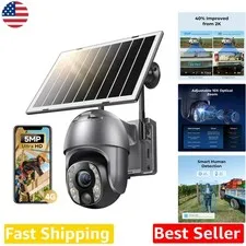 Solar 5MP Cellular Camera: 10X Optical Zoom, Outdoor, 4G LTE, Smartphone Control