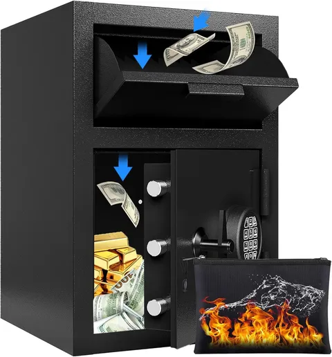 Drop Safe for Business Depository Cash Safes with Drop Slot 2.6 CUB Money Safe