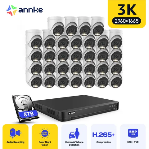 ANNKE 32CH DVR 5MP AI Color Night Vision Security Camera System Audio Recording