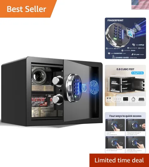 20 LB Smart Biometric Safe with Fingerprint Lock, Silent Mode, Backlit Keypad...