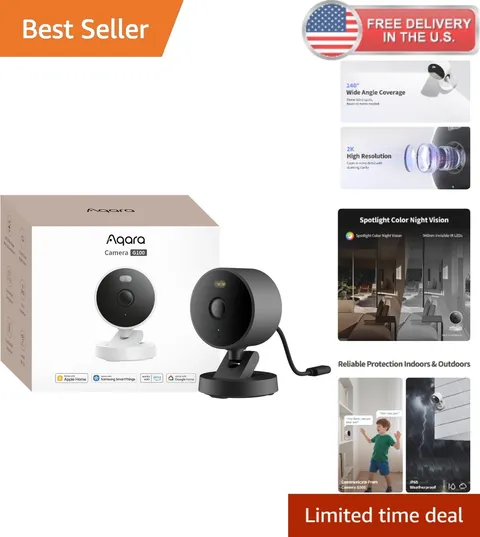 Indoor Outdoor Security Camera - 2K HD Night Vision HomeKit Compatible