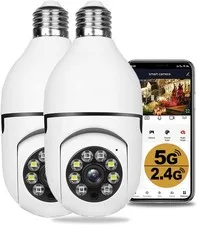 2PCS 2.4GHz & 5GHz Wireless WiFi Light Bulb1080P Security Camera Wireless Out...