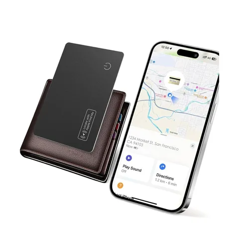 Apple MFi Certified Wallet Tracker, Works with Apple Find My, Recha... Fast Ship